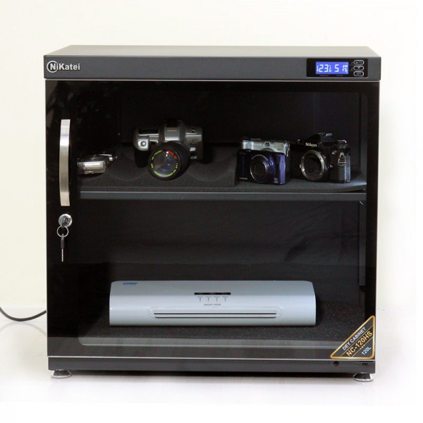 Tủ chống ẩm chuyên dụng Nikatei NC-120HS, viền nhôm mạ bạc (120 lít)